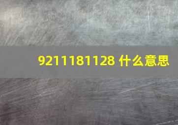 9211181128 什么意思